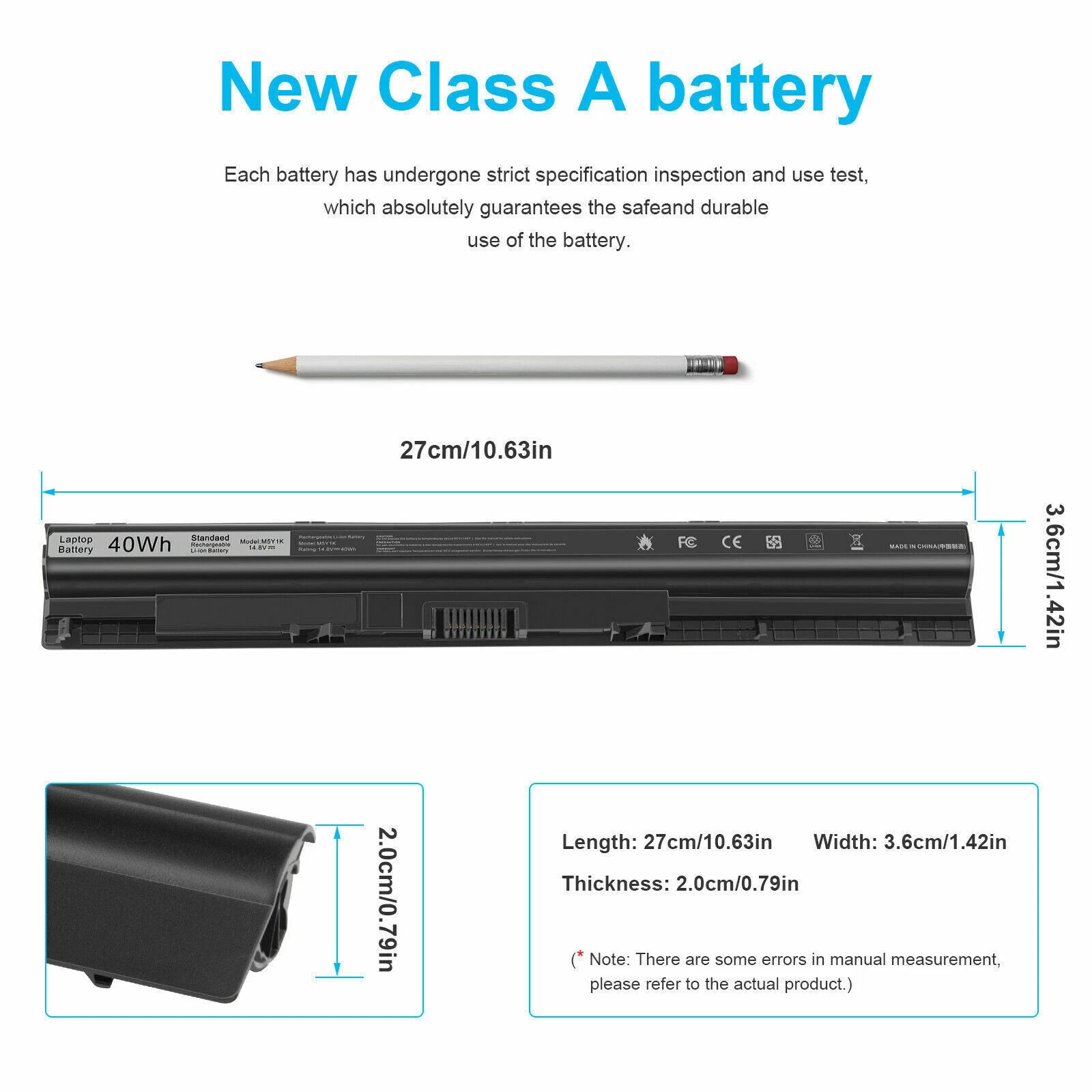 Battery/Charger M5Y1K For Dell Inspiron 3451 3452 3458 15 3558 5551 5555 5558