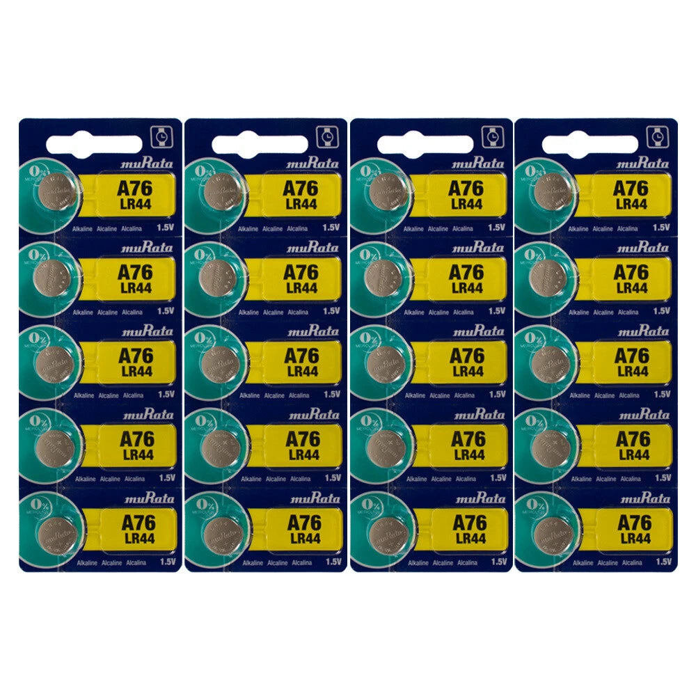 20 Pack Murata LR44 - A76 - Alkaline Button Cell Battery
