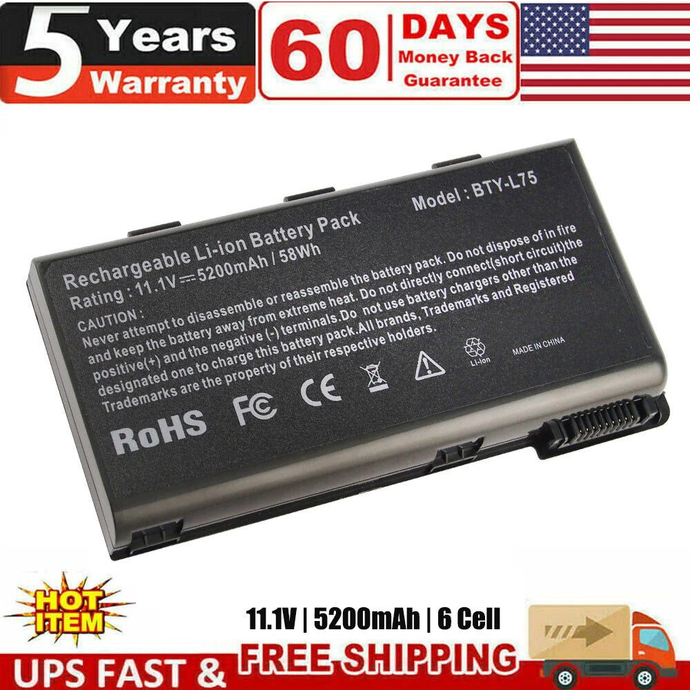 Laptop Battery BTY-L74 BTY-L75 for MSI A5000 A6000 A6200 A7200 957-173XXP-101