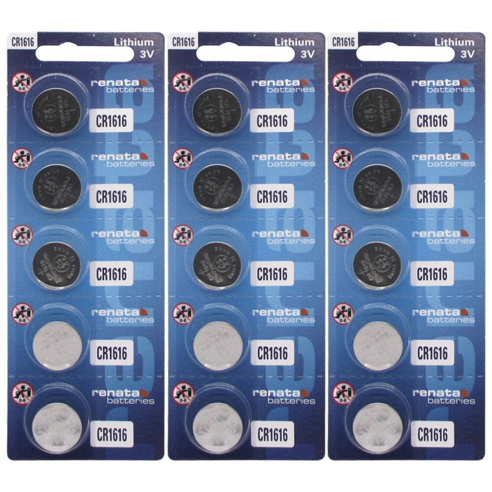 Renata CR1616 3 Volt Lithium Coin Battery 15 Pack (3 Packs of 5)
