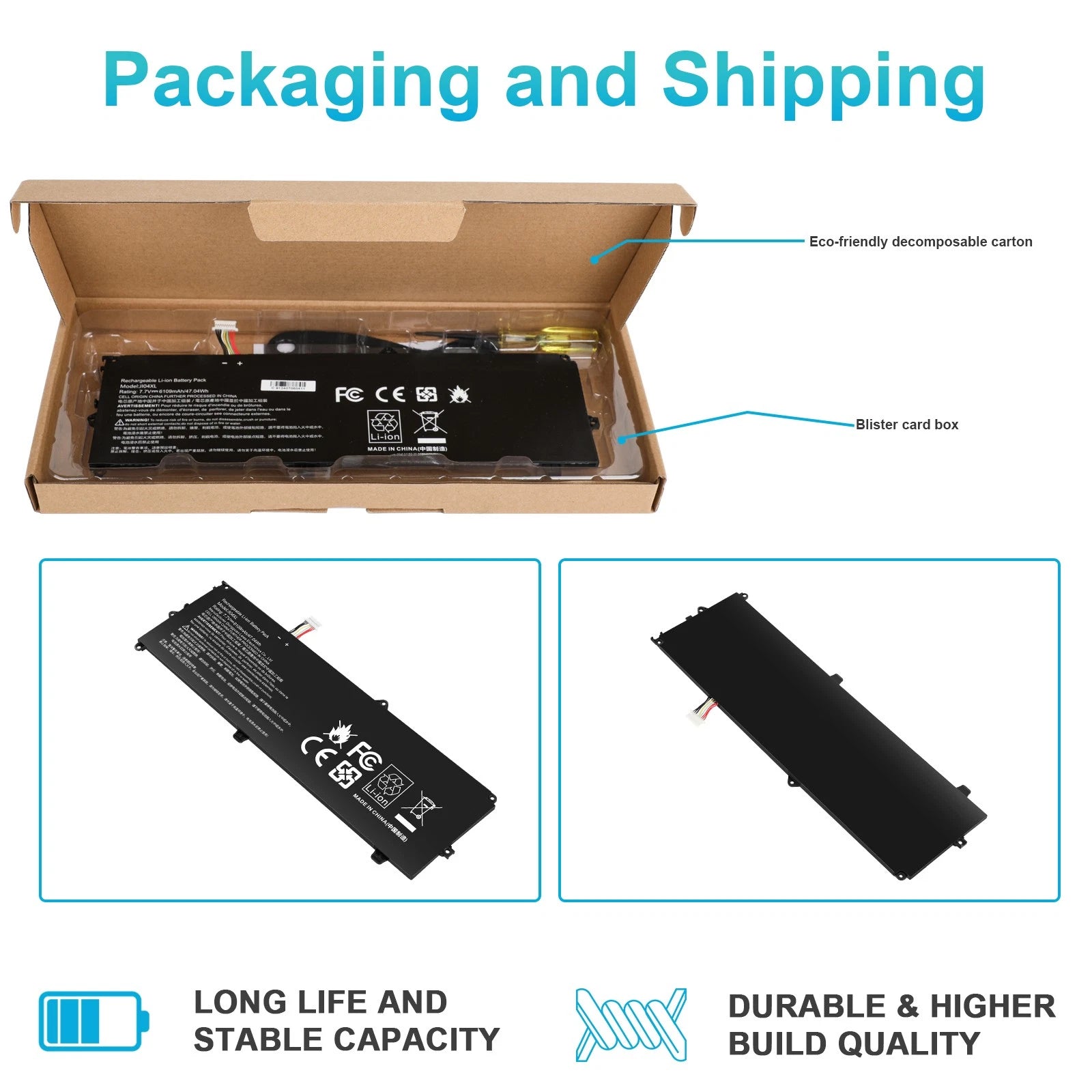 Battery JI04XL For HP Elite x2 1012 G2 Series 901307-541 HSTNN-UB7E 47.04Wh 7.7V