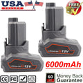 1 / 2 Pack 12V 6.0Ah Battery For Ridgid L1240 R86048 R82236 130446007 130446011