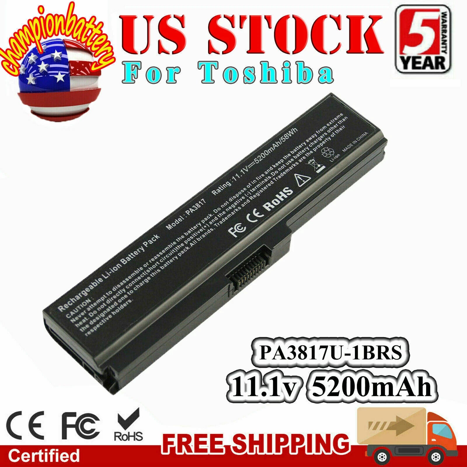 PA3819U-1BRS Battery for Toshiba Satellite P770 P755 L655 L655D L650 L675D L670