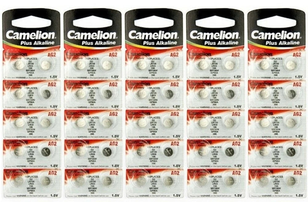 50 Pk Camelion AG2 396 LR726 SR59 1.5V Alkaline Button Cell Watch Battery