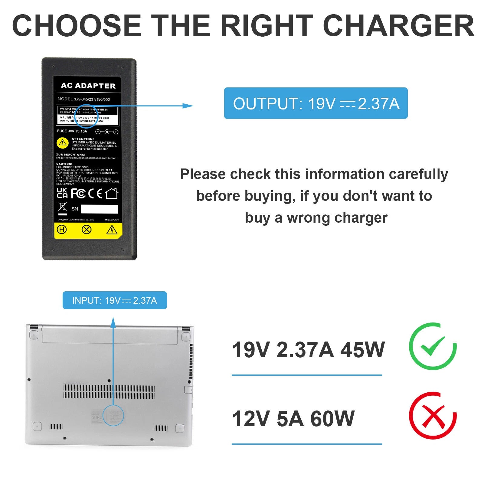 45W 19V 1.75A AC Adapter Charger for ASUS VivoBook X541NA X541N X541NA-YS01 USA
