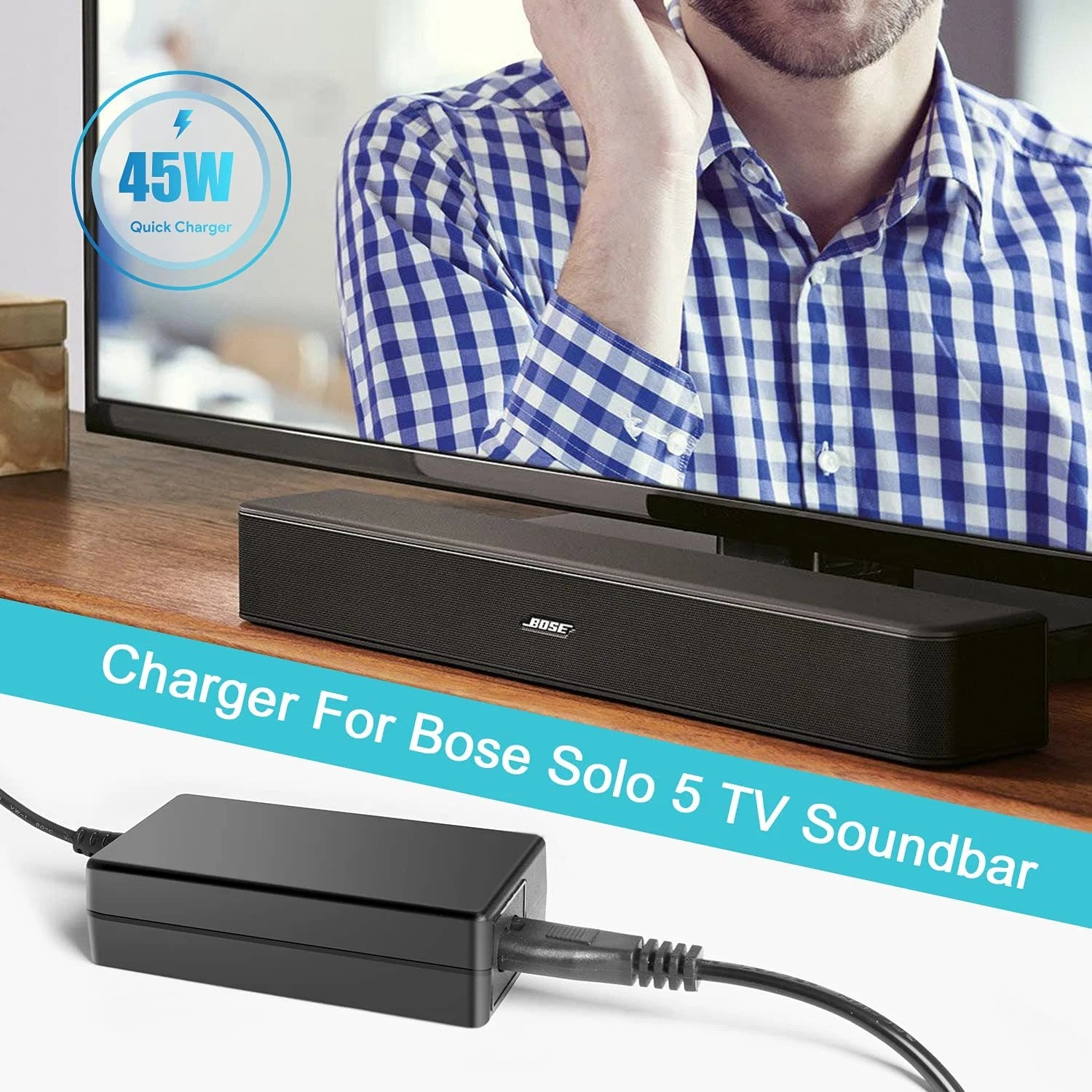 20V Charger Adapter for Bose Solo 5 TV Sound Home Theatre Bar Bluetooth Speaker