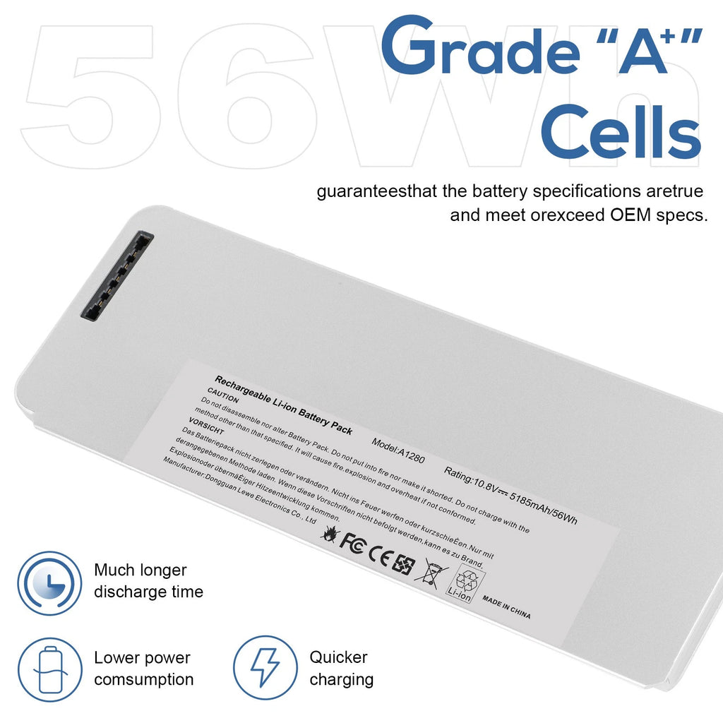 A1280 Battery for Apple MacBook 13" A1278 Aluminum Unibody Late 2008 MB771 MB466