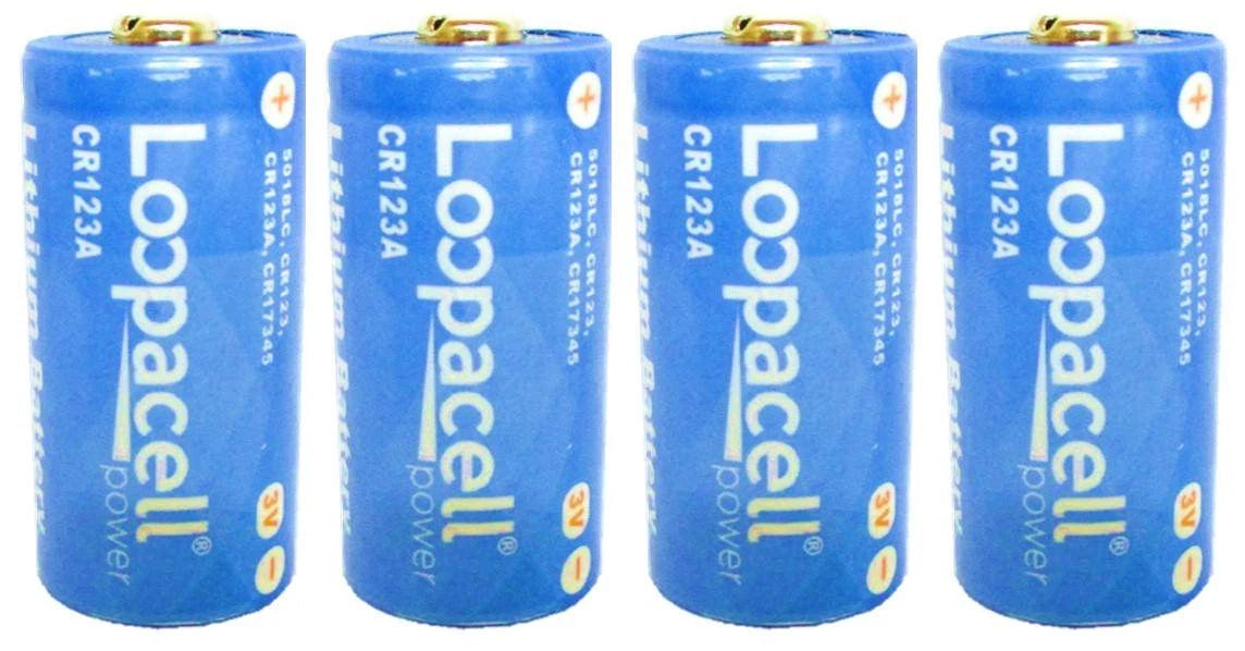 4 Pcs Loopacell Lithium CR123A CR17345 3V Camera Photo Battery