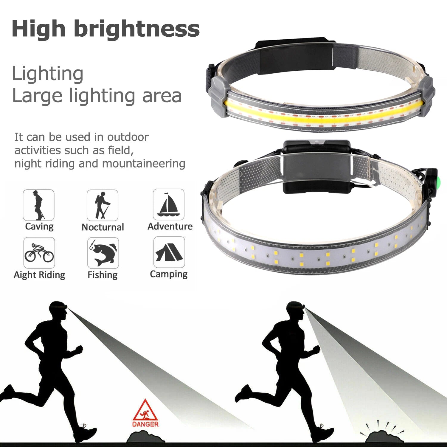 Battery LED Headlamp Headlights Torch Flashlight Work Light Bar Head Band Lamp