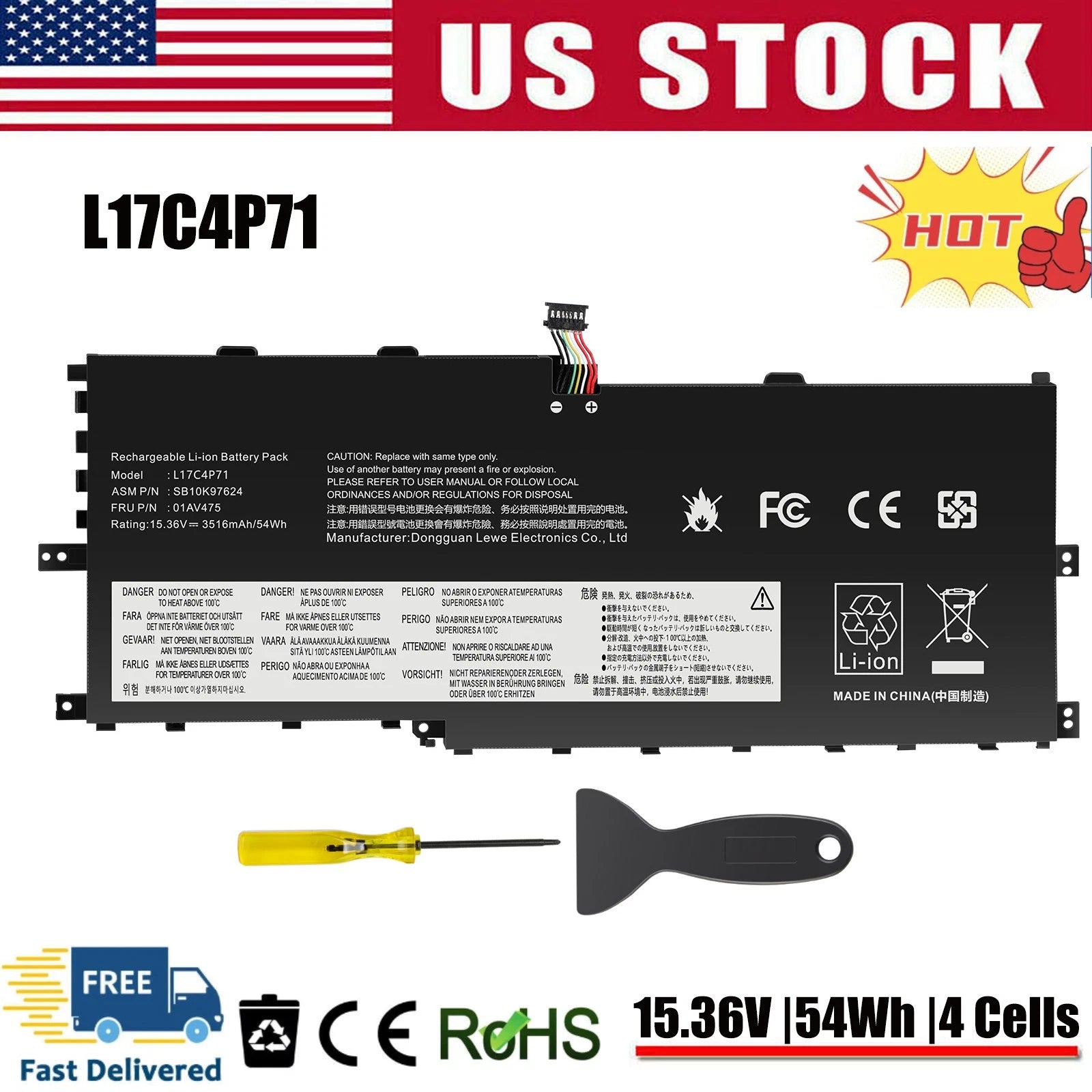 ?L17C4P71 L17M4P71 SB10K97624 Battery For Lenovo ThinkPad X1 Yoga 3rd Gen 2018