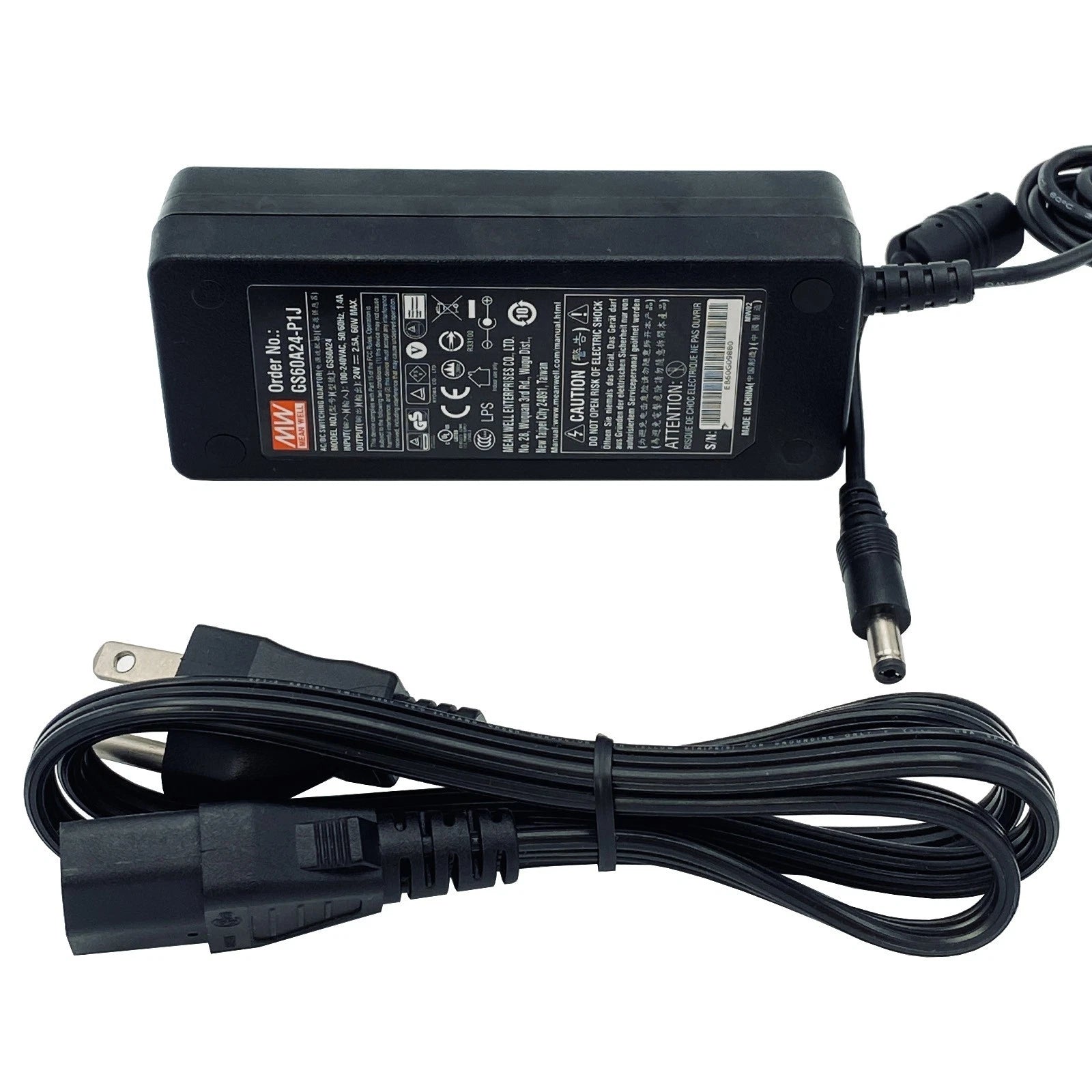 NEW OEM 60W Mean Well GS60A24-P1J AC Adapter 24V 2.5A Power Supply 5.5x2.0mm