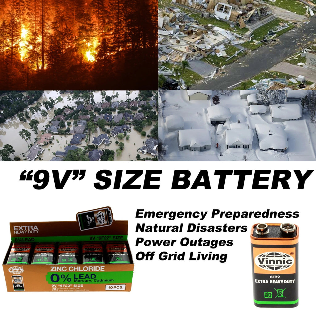 10pc Vinnic 9V Extra Heavy Duty Battery Compatible With 1604D 6F22 Eveready 1222