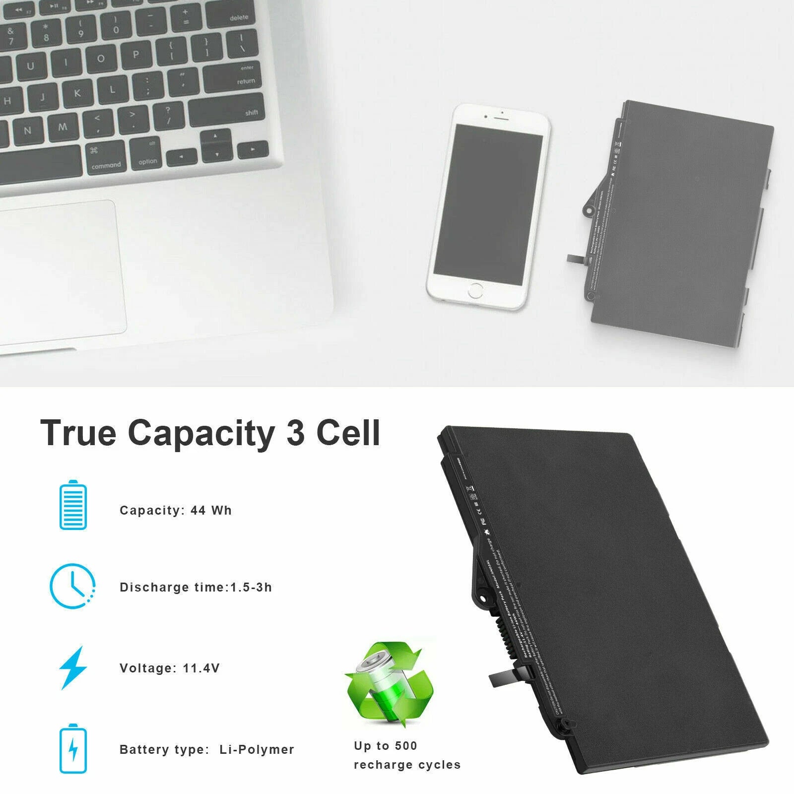 Replacement For HP EliteBook 820 G3 G4 725 G3 Battery 44Wh SN03XL HSTNN-DB6V