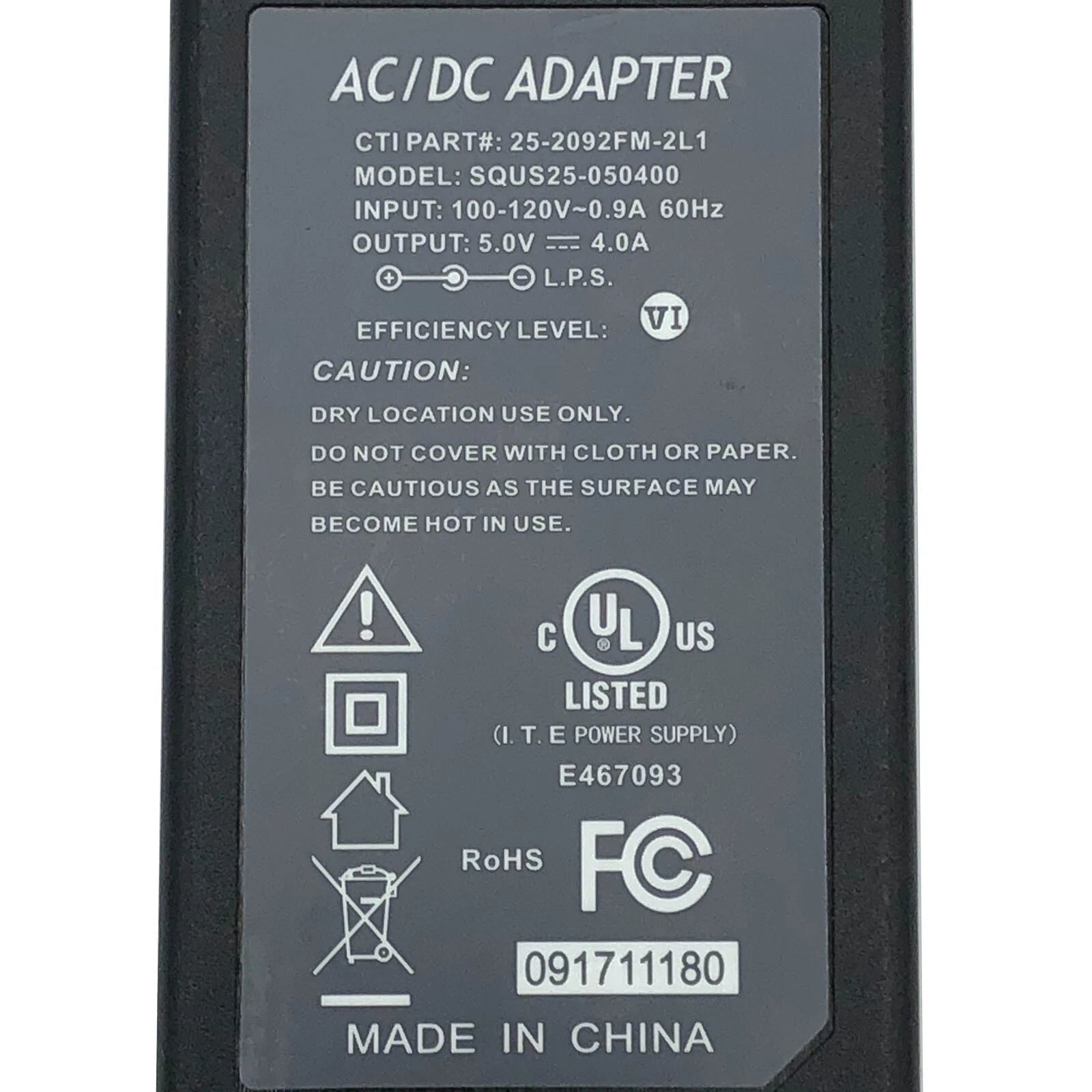 NEW Genuine I.T.E 20W AC Power Adapter SQUS25-050400 5V 25-2092FM-2L1