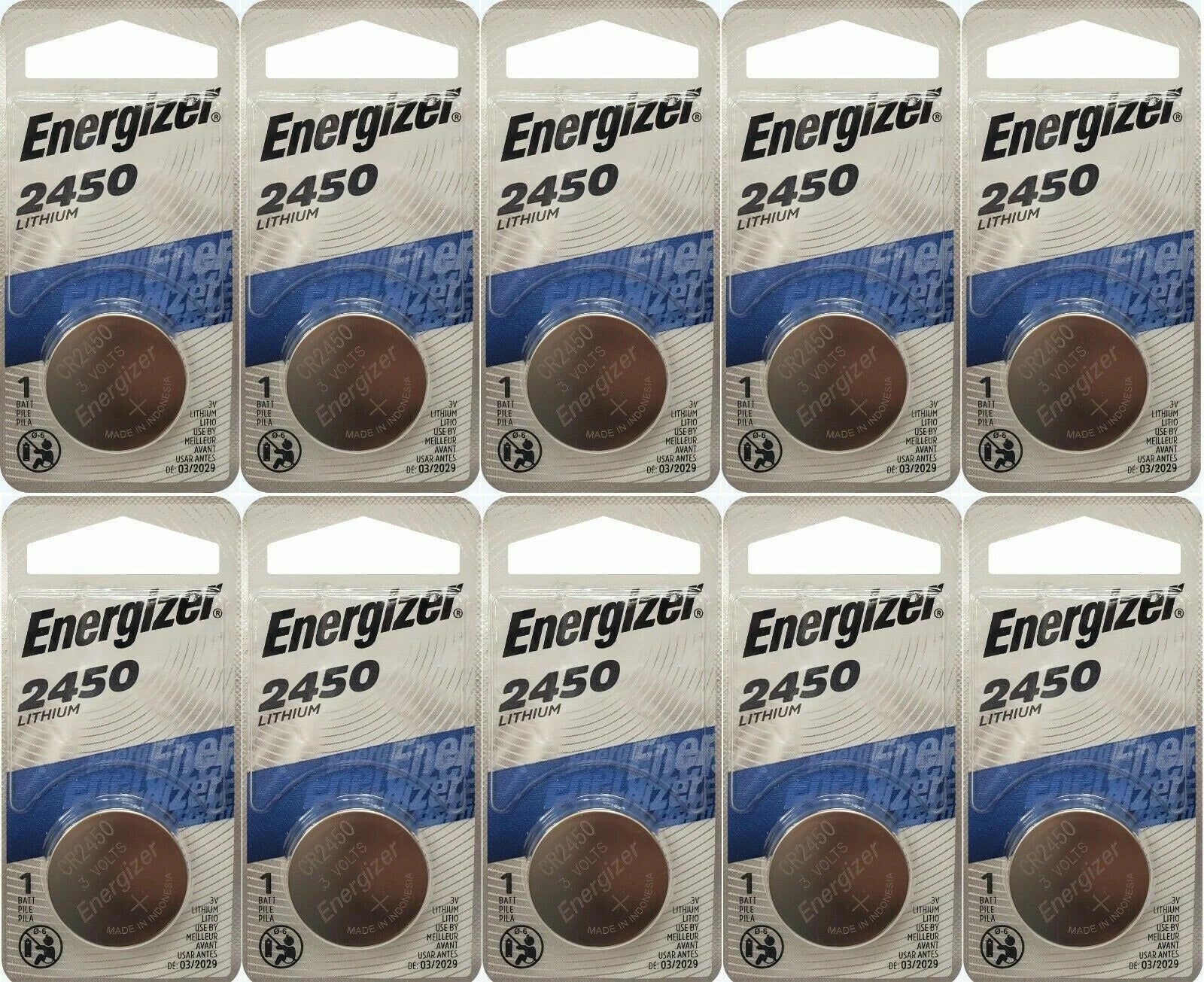 12 Pcs Energizer CR2450 ECR2450 CR2450 3V Lithium Coin Cell Button Battery Fresh
