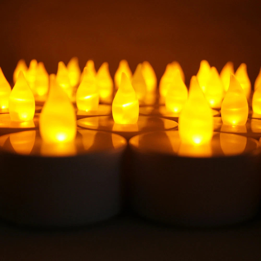 60 pcs AMBER Led Tea Light Flameless Battery Candles Wedding Party Romantic