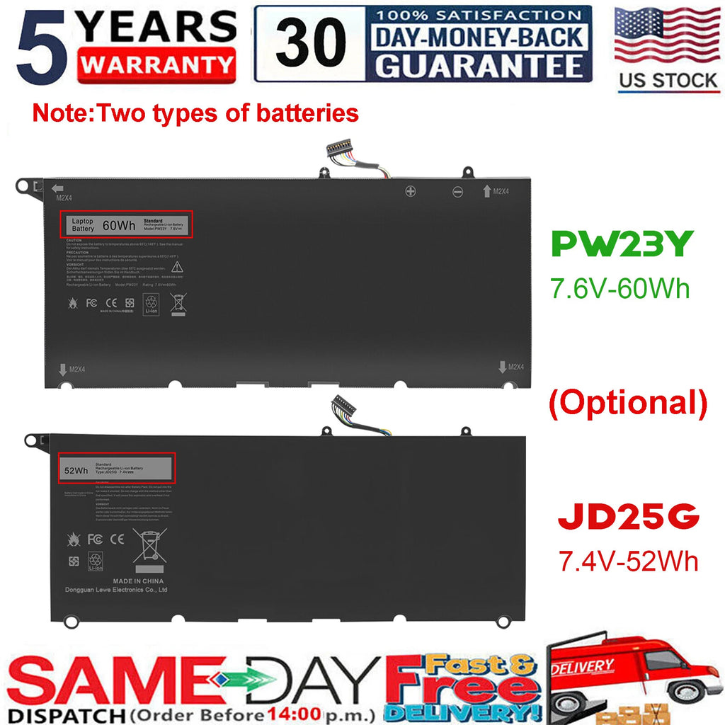JD25G PW23Y Battery For Dell XPS 13 9343 9350 9360 P54G P54G001 P54G002 Laptop