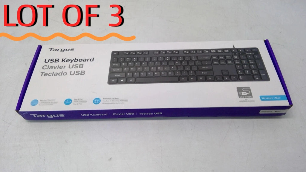 (NEW) LOT OF3 Targus MODEL:AKB600 USB Wired Keyboard SKU:AKB30US
