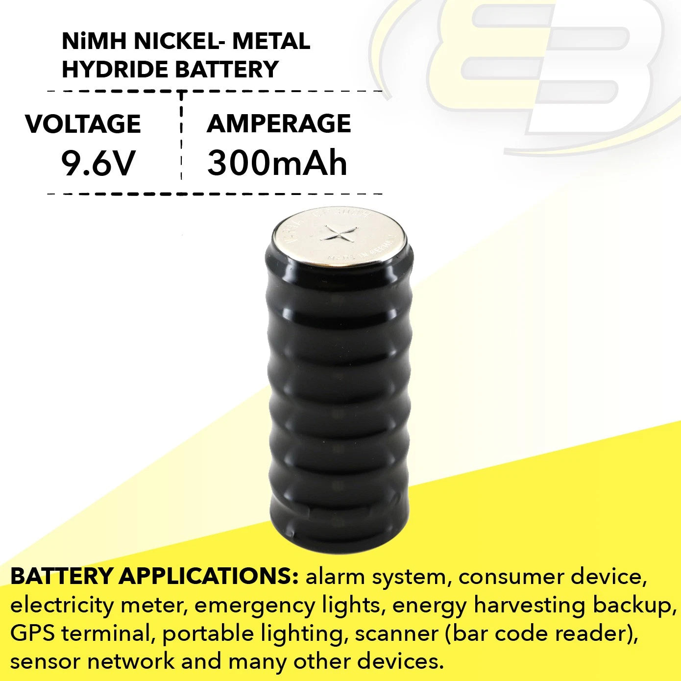 8/CP300H 9.6V 300mAh NiMH Battery For MBU, GPS-Tracker, Meters, Server Battery