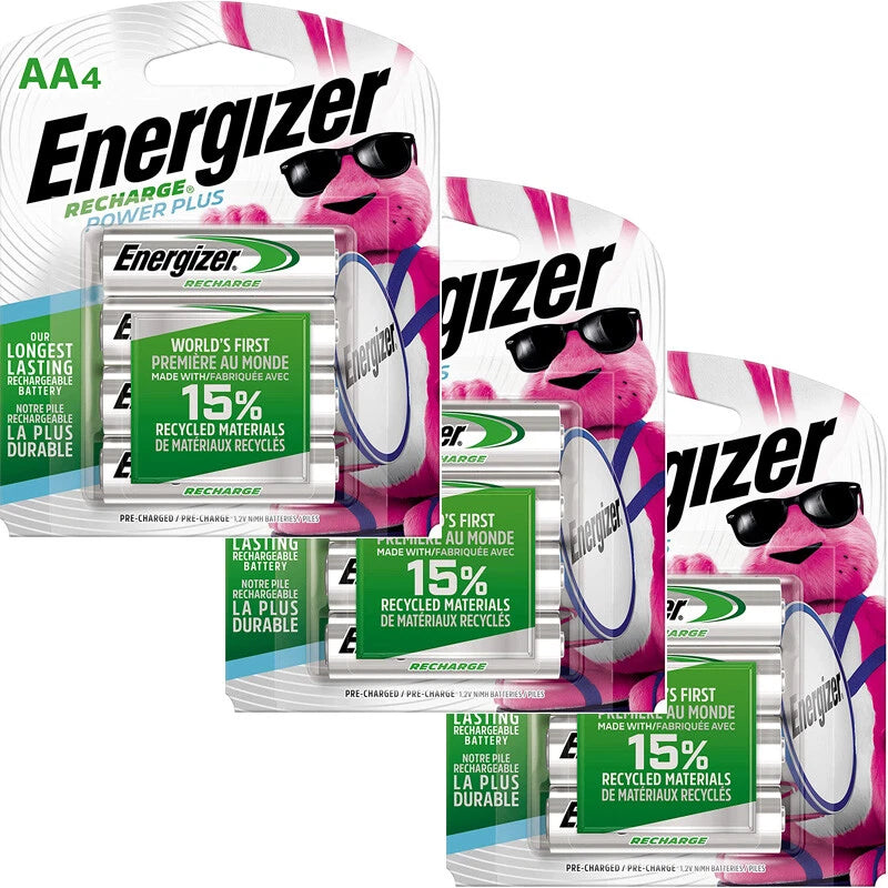 12 Energizer AA Recharge Power Plus Rechargeable Batteries, 3 x 4 Pack NH15BP-4