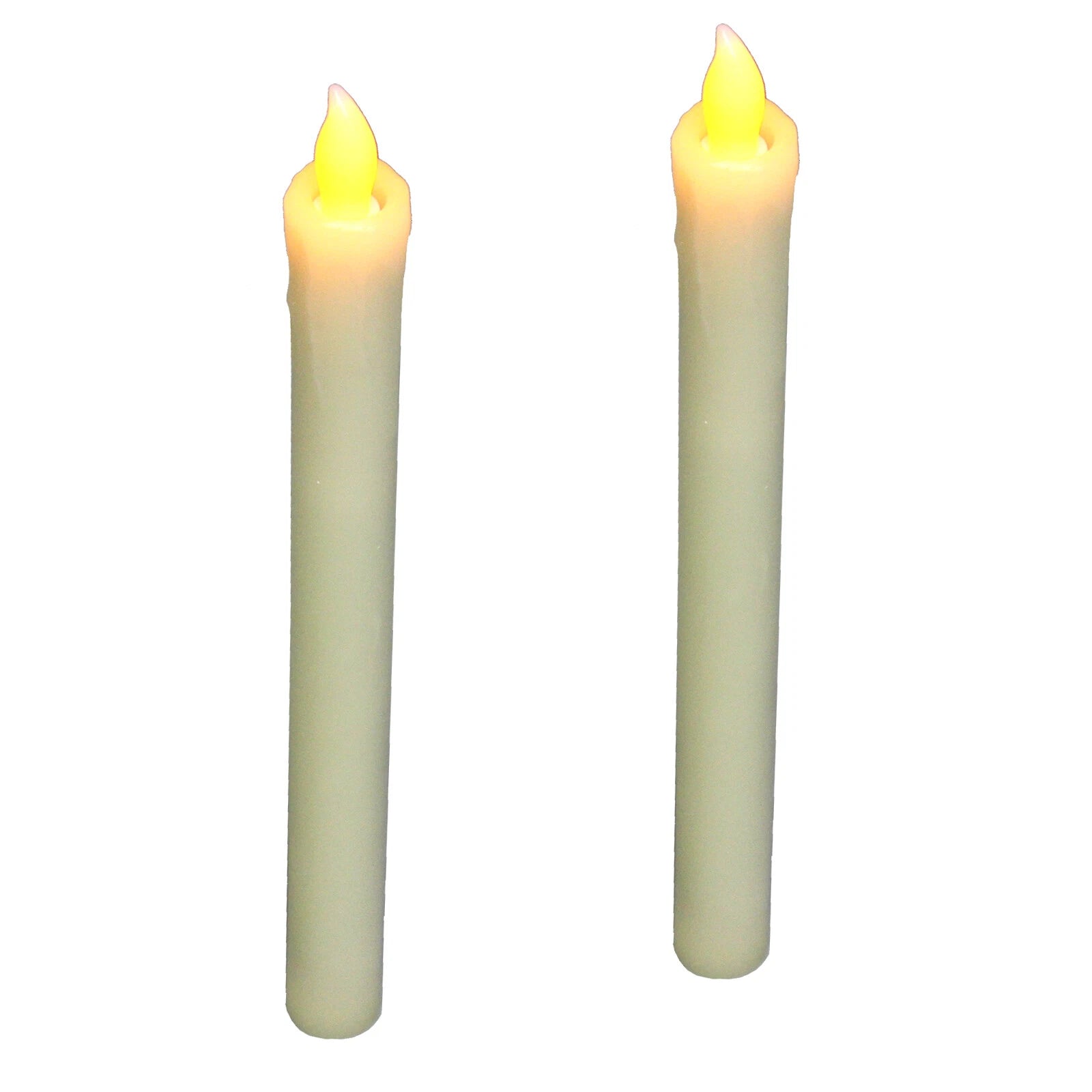 US SELLER ~ 2-PACK of 9" LED Candle Holiday Style battery IVORY Amber Flickering