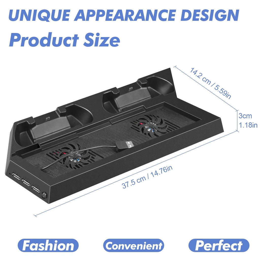 Cooling Fan Station For PS4 Vertical Stand Controller Charger Dock PlayStation 4