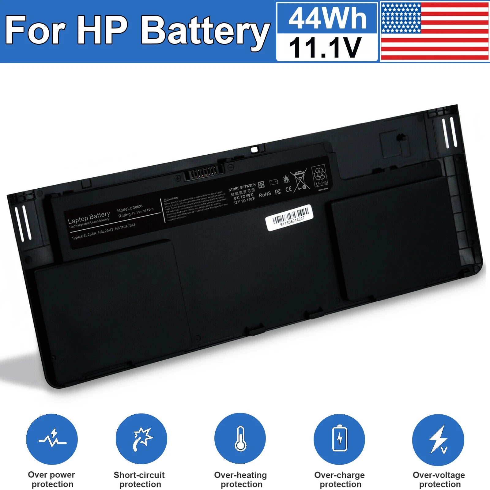 Battery OD06XL For HP EliteBook Revolve 810 810 G1 810 G2 810 G3 Tablet Series