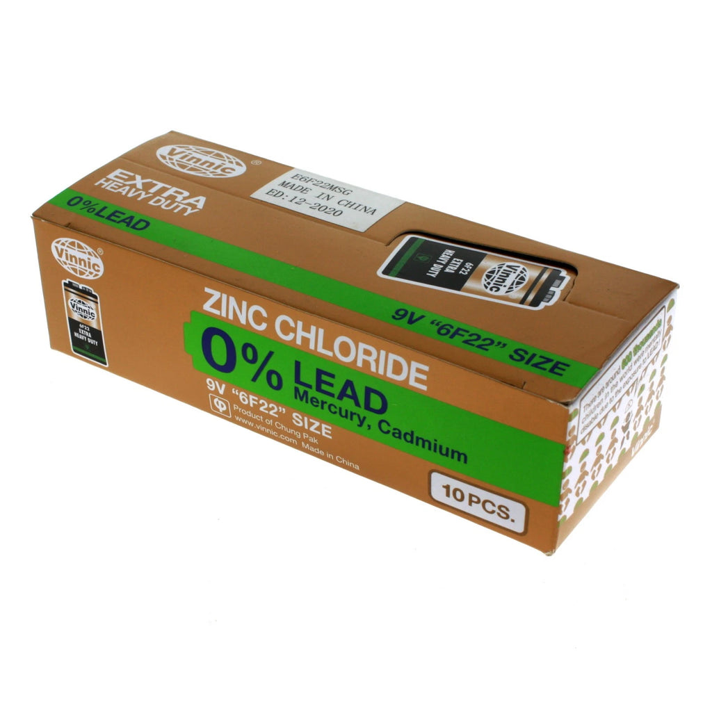 10pc Vinnic 9V Extra Heavy Duty Battery Compatible With 1604D 6F22 Eveready 1222