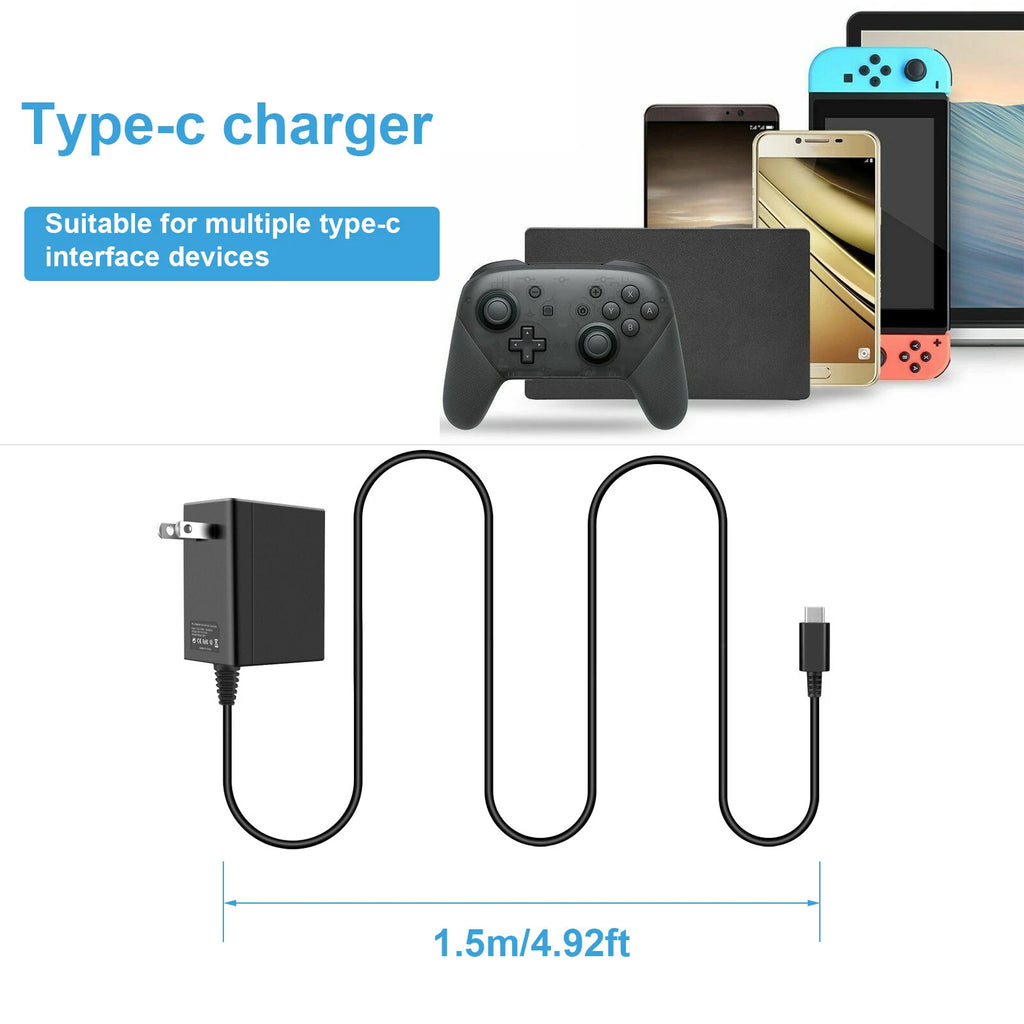 Portable AC Power Adapter Charger With Cable For Nintendo Switch / Lite / OLED
