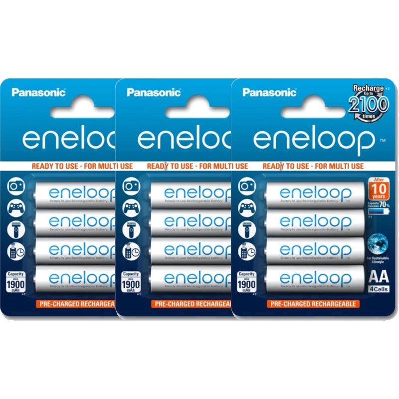 12 Panasonic Eneloop AA BK-3MCCE min 1900 maH Rechargeable Batteries USA SELLER