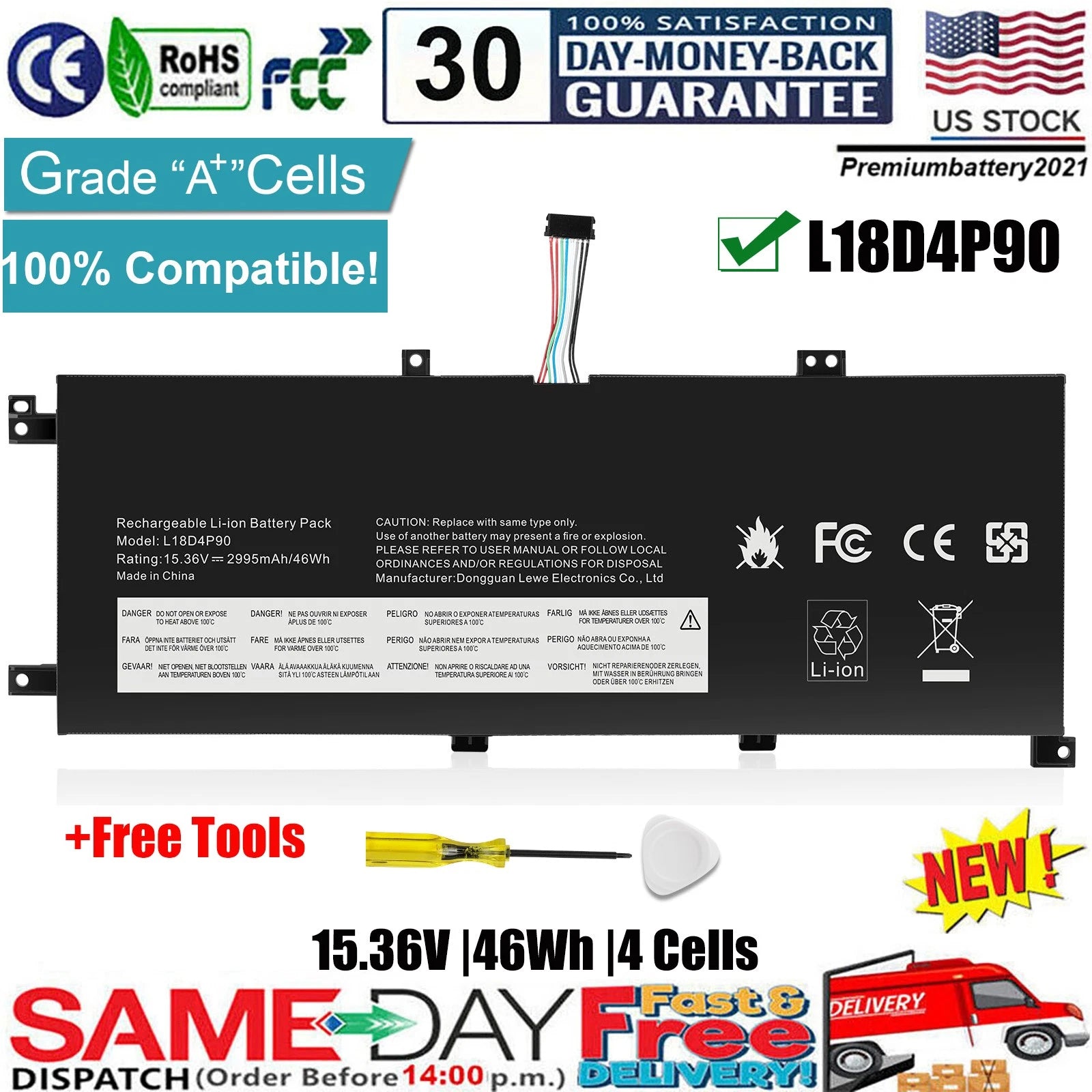 ?L18D4P90 Battery for Lenovo ThinkPad L13 Yoga Gen 1 Gen 2 L18C4P90 L18M4P90 NEW