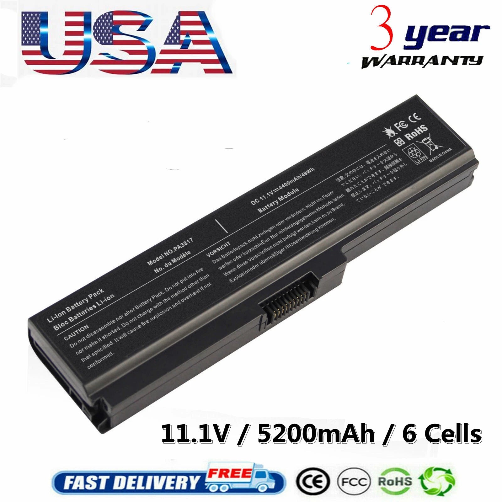 Battery for Toshiba Satellite L655 L735 L755 A665 C655 PA3817U-1BRS PABAS227