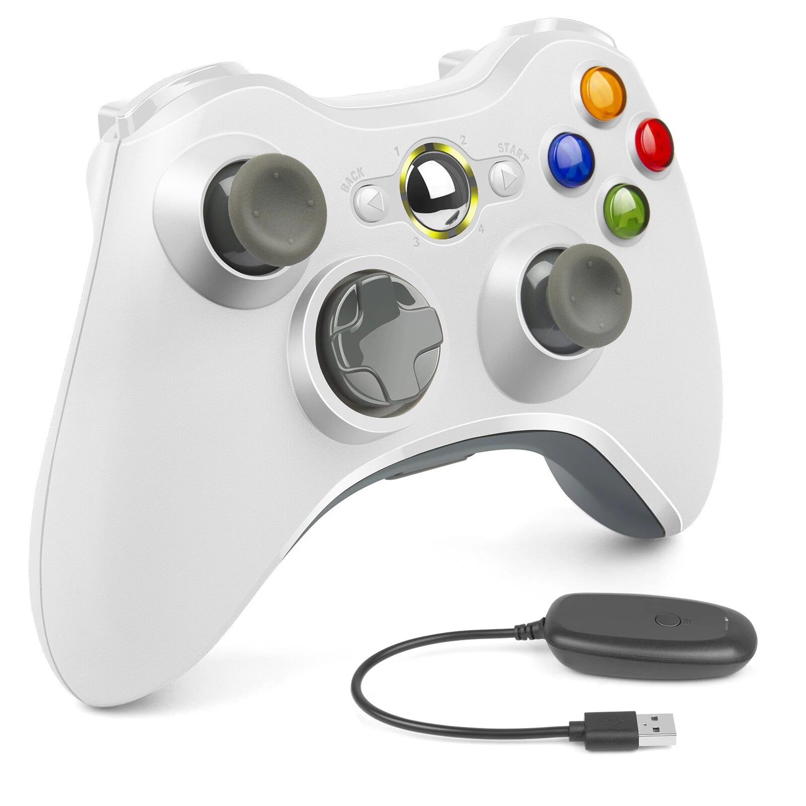 Wireless Controller for PC Windows & Microsoft Xbox 360 USB Dual Vibration White