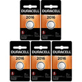 5 2016 Duracell Coin Cell Batteries - Lithium 3V - (CR2016, ECR2016, DL2016)