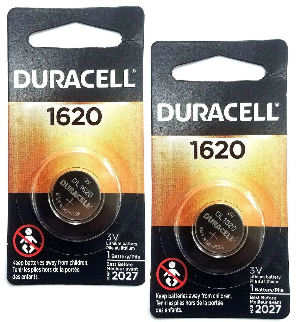 2 x Duracell Lithium CR1620 3V Coin Cell batteries DL1620 ERC1620 KRC EXP:2027