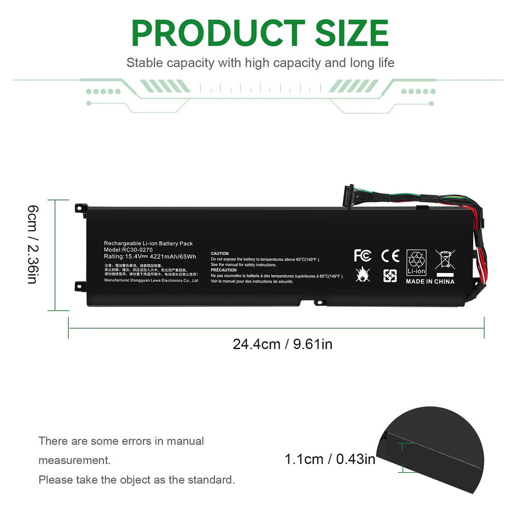 NEW RC30-0270 Battery For Razer Blade 15 Base 2018 2019 RZ09-0270 RZ09-03009 US
