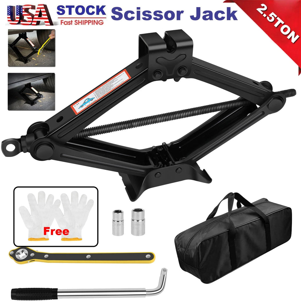 Scissor Jack 2.5 Ton 5512lbs Steel Scissor Car Kit Lift Jack Kit w/Lug Wrench US