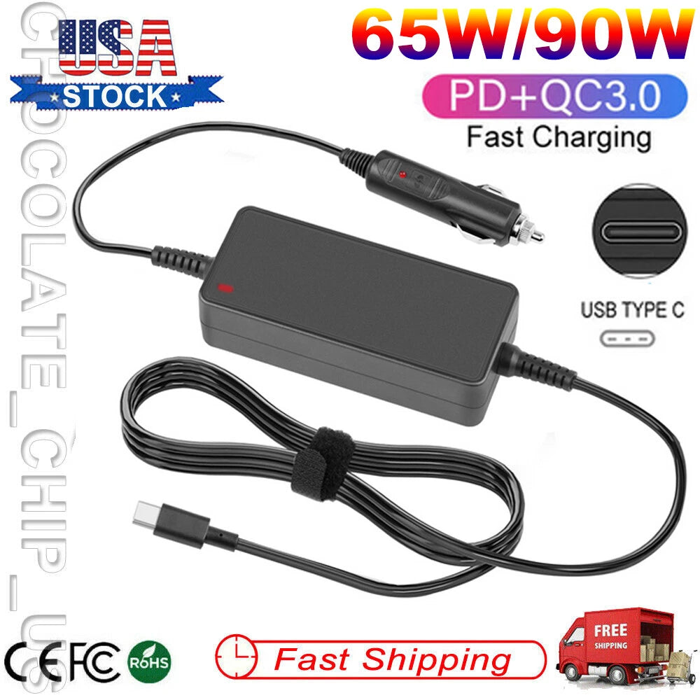 90W 65W USB C Vehicle Car Charger for iPhone MacBook Pro Air 15" 16" 13" Laptop
