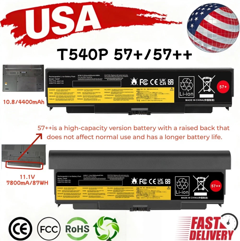 6/9Cells Battery for Lenovo ThinkPad T440P T540P L440 L540 W540 W541 Series 57++