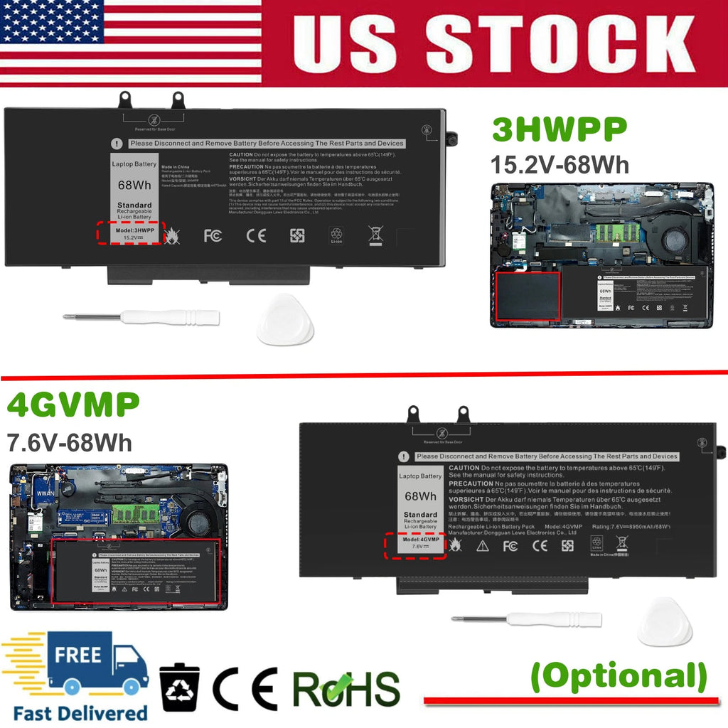 ?3HWPP /4GVMP BATTERY FOR DELL Latitude 5401 5410 5411 5501 5510 Precision 3541