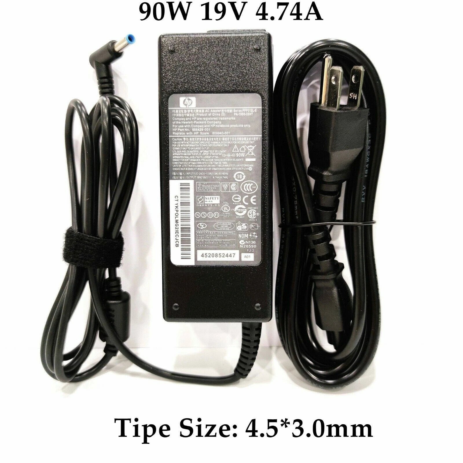 Genuine OEM 90W 19.5V 4.62A HP AC Adapter Charger 709986-003 710413-001 Blue Ti
