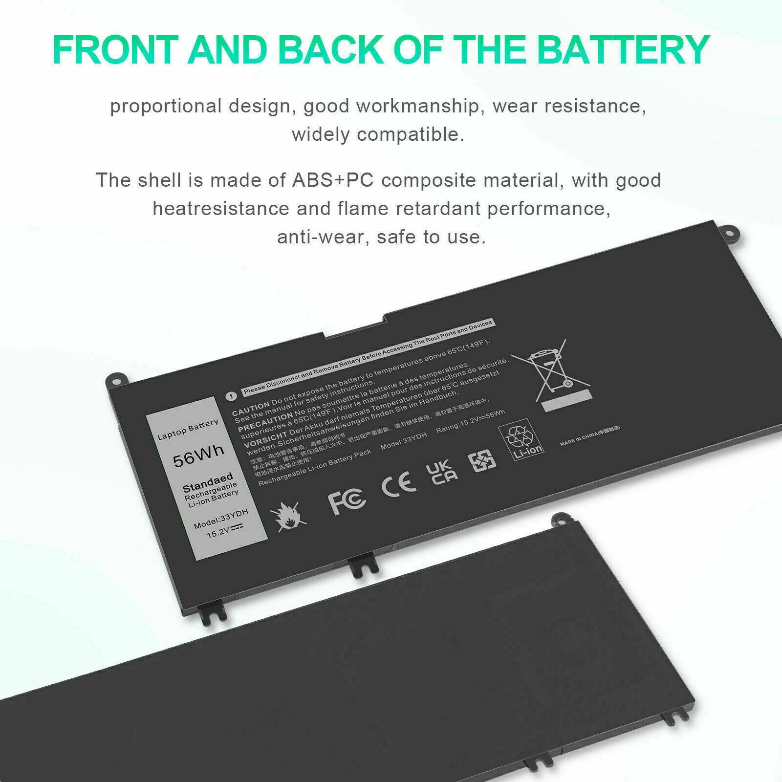 NEW 33YDH Battery For Dell Latitude 3380 3480 3490 3580 3590 Inspiron 7577 7586