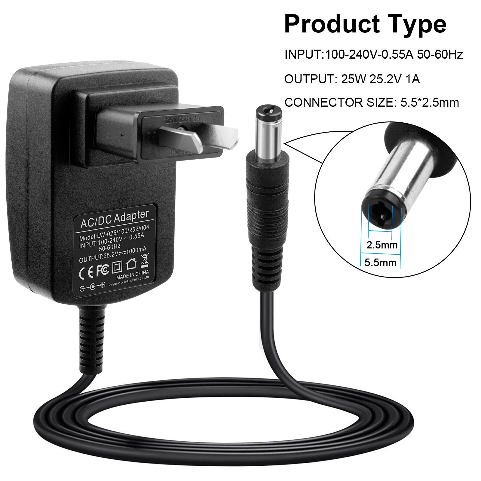 25W AC/DC Adapter Charger For Hyperice Hypervolt Massage Gun 53000-001-00 Power