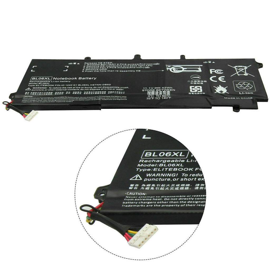 6 Cell BL06XL Battery For HP EliteBook Folio 1040 G1/G2 722236-1C 722297-001