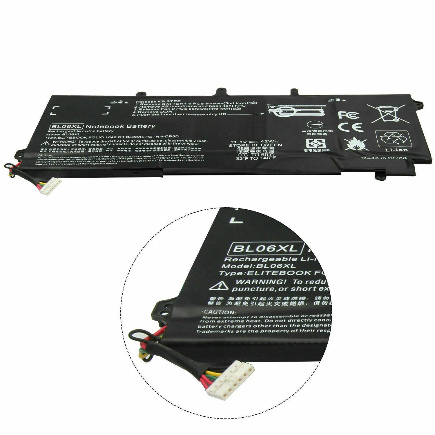 6 Cell BL06XL Battery For HP EliteBook Folio 1040 G1/G2 722236-1C 722297-001
