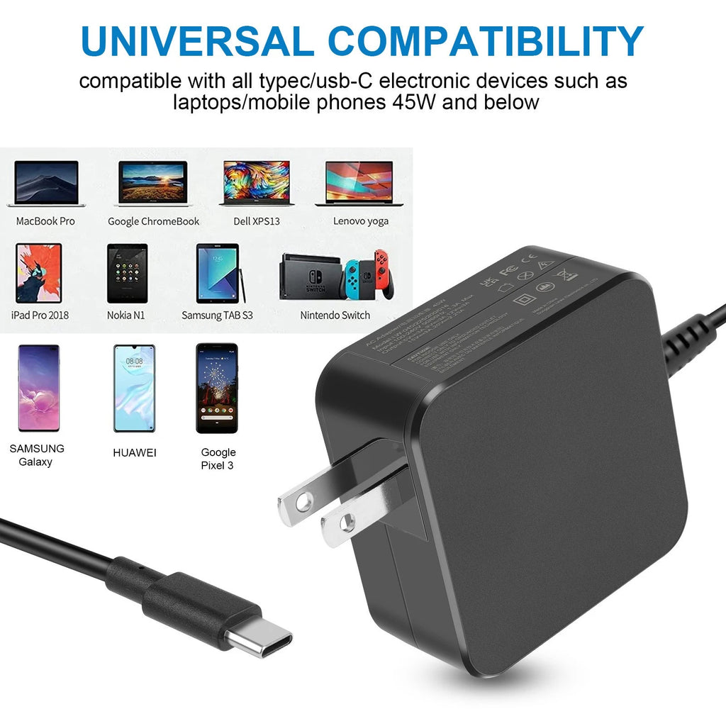 LOT Type-C USB-C Laptop Adapter Charger for Dell HP ASUS Lenovo Acer MacBook US