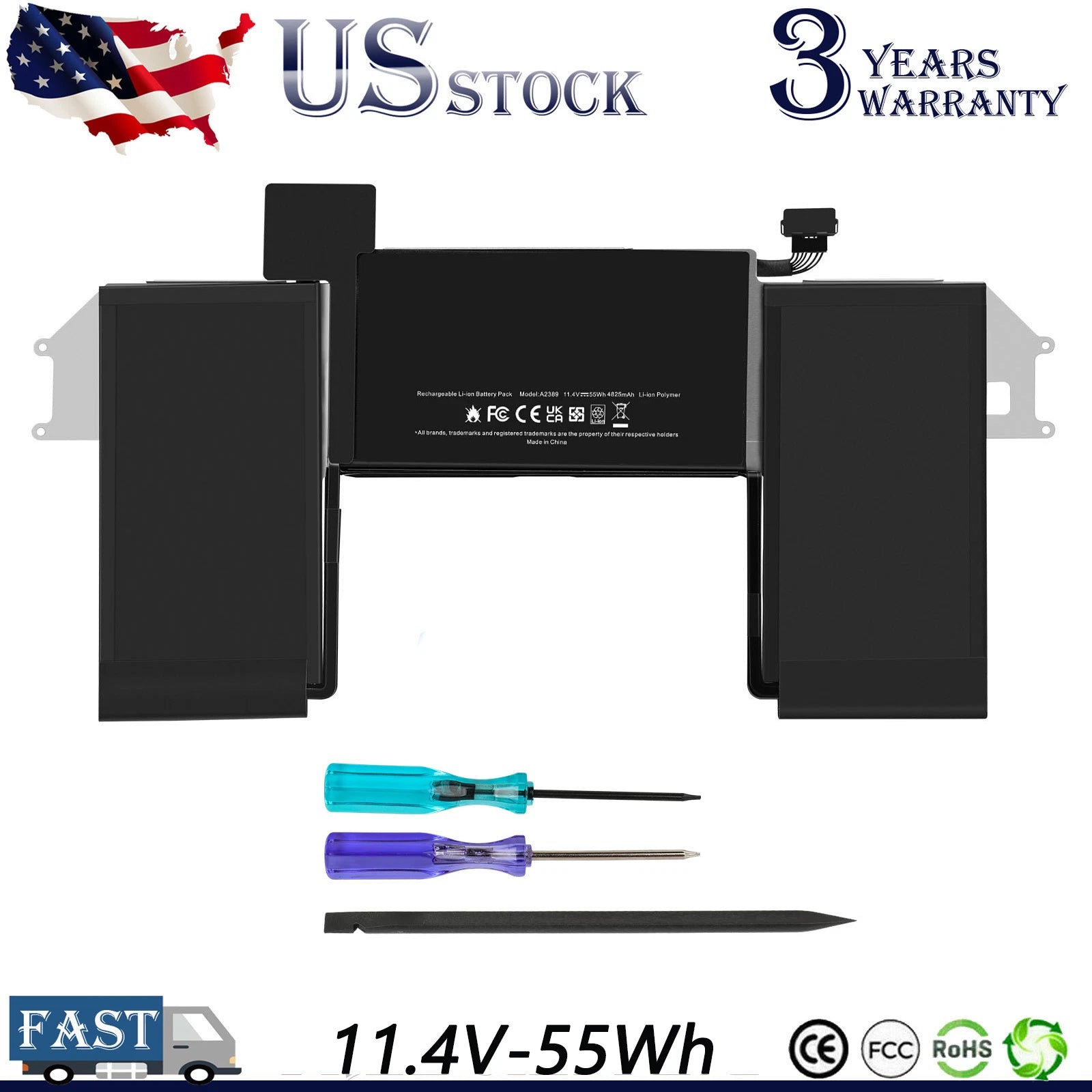 A2389 Battery for MacBook Air 13'' A2337 (M1, 2020) MGN53 MGN53LL/A EMC 3598