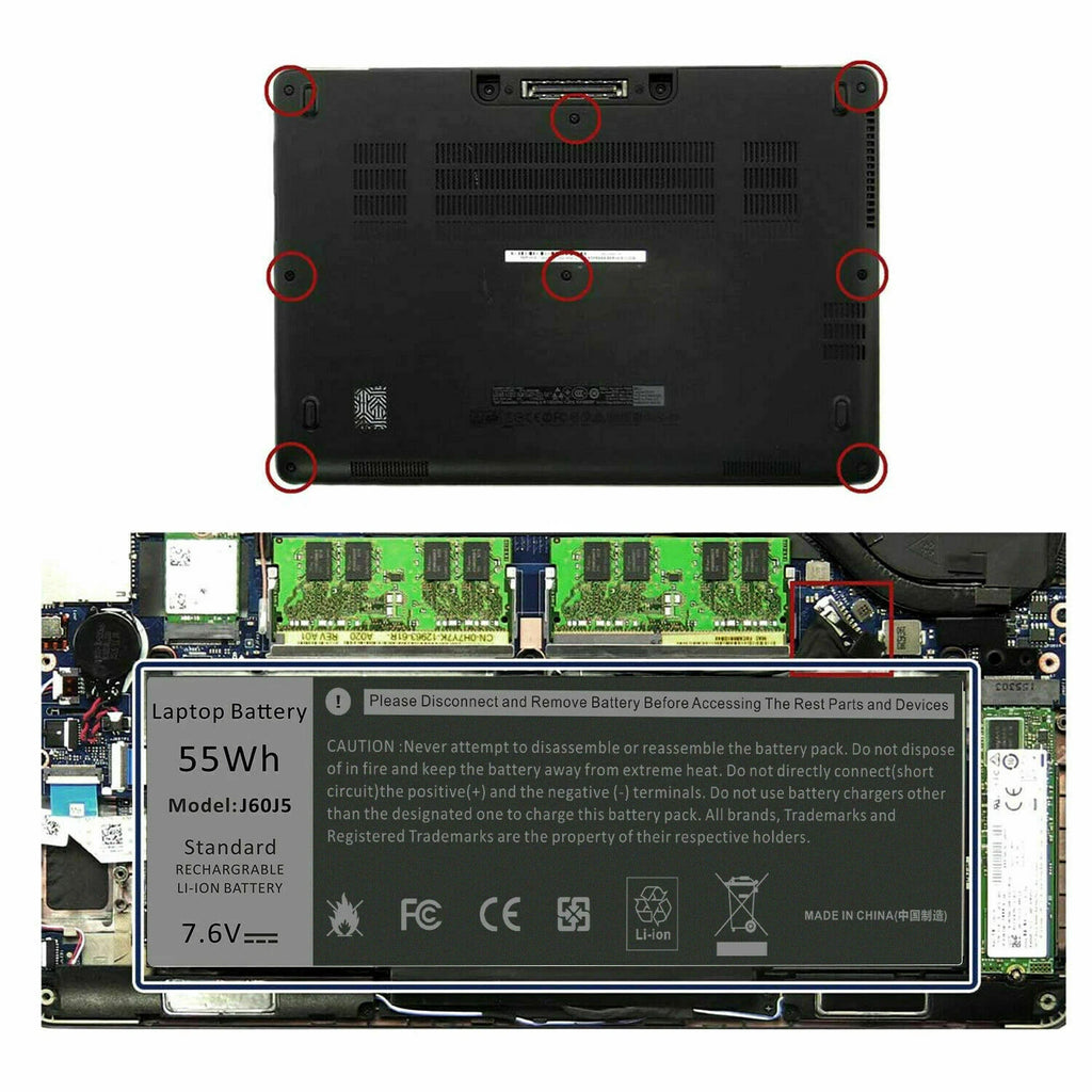 Lot J60J5 Battery For Dell Latitude E7270 E7470 MC34Y 242WD GG4FM R1V85 55Wh