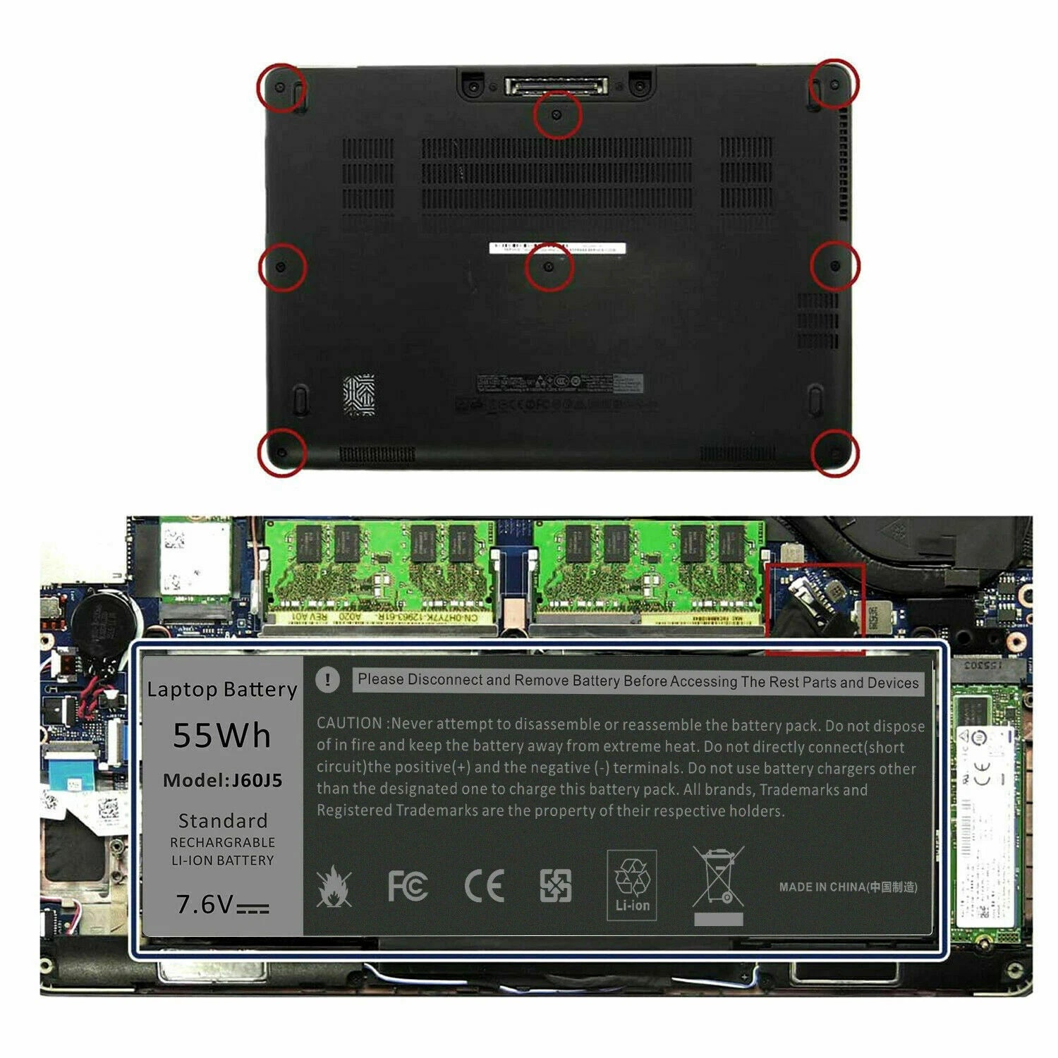 Lot J60J5 Battery For Dell Latitude E7270 E7470 MC34Y 242WD GG4FM R1V85 55Wh