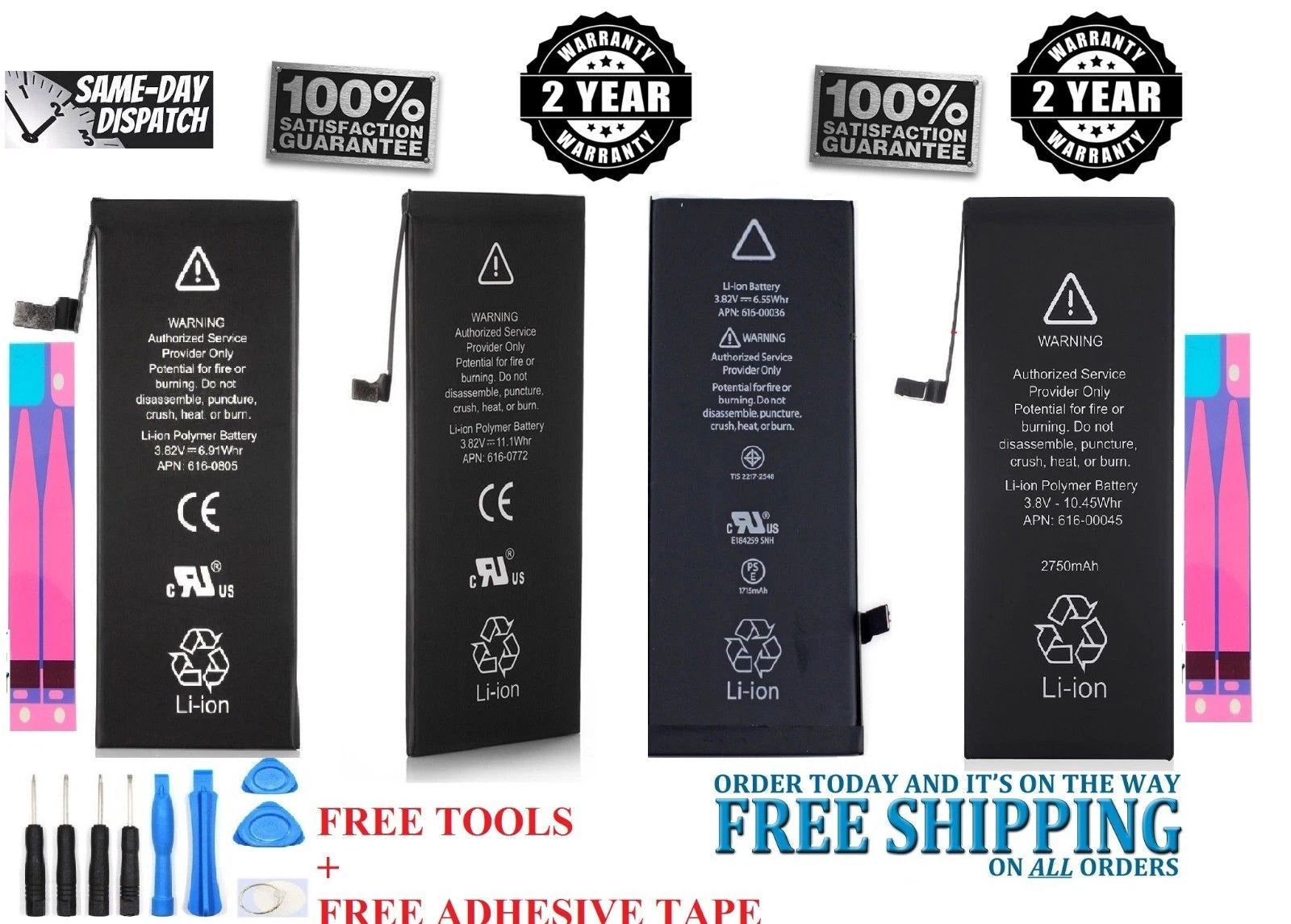 Replacement Internal Battery For iPhone 6 7 8 11 12 13 14 15 16 Pro X Plus Tools
